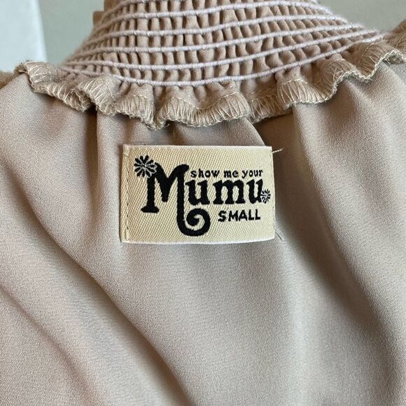 𝅺show me your Mumu Nude Hacienda Boho Convertible Bridesmaid Maxi Dress Small - Picture 11 of 13